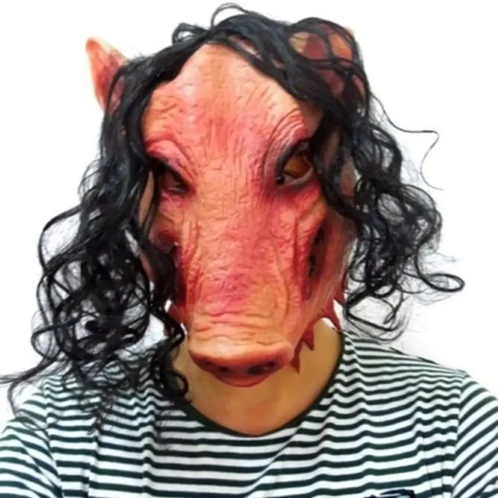 Halloween Saw Pig Hog Mask Swine Butcher Costume Spooky Scary Cosplay Gift - NEW